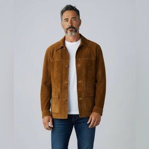 Vintage Men's J JIM Tan Suede Leather Jacket Rare‎ BlackBerry Coat Large